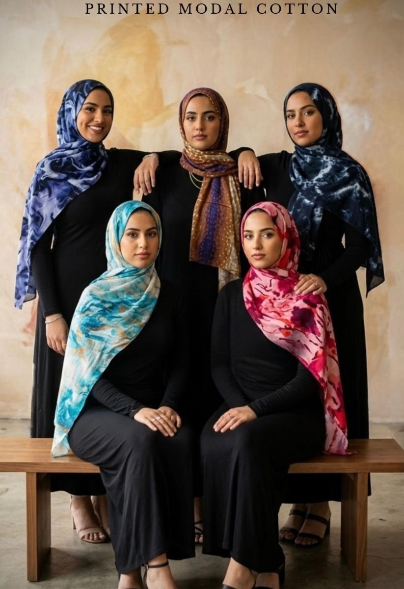 Luxe Zera Printed Modal Cotton Shawl - Multiple Colors