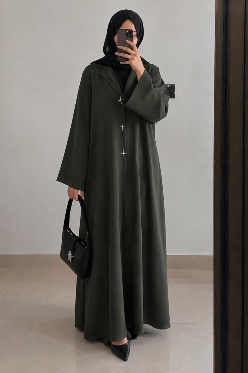 Star Detail Green Abaya - Multiple Colors
